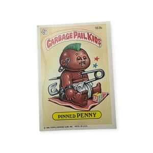 Vintage 1986 Topps Garbage Pail Kids Trading Card #183b – Pinned Penny